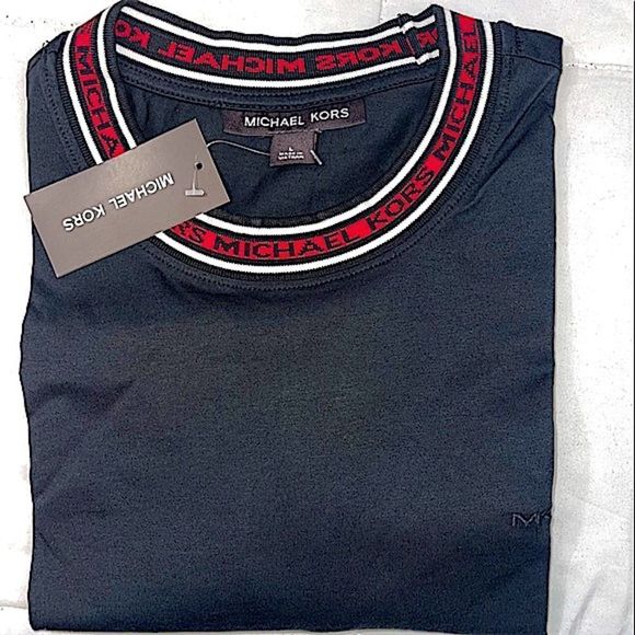 Michael Kors MK T-shirt black red white trim Mens Size Small Medium Large NWT - Picture 12 of 14